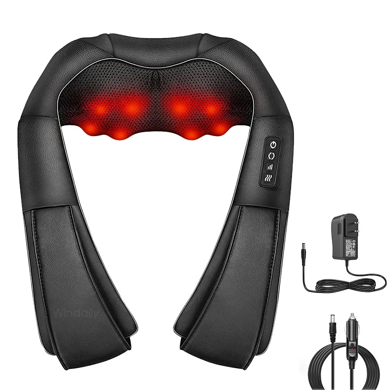4D Shiatsu Neck & Shoulder Massager with Heat | Home & Car Shiatsu Massager Qst