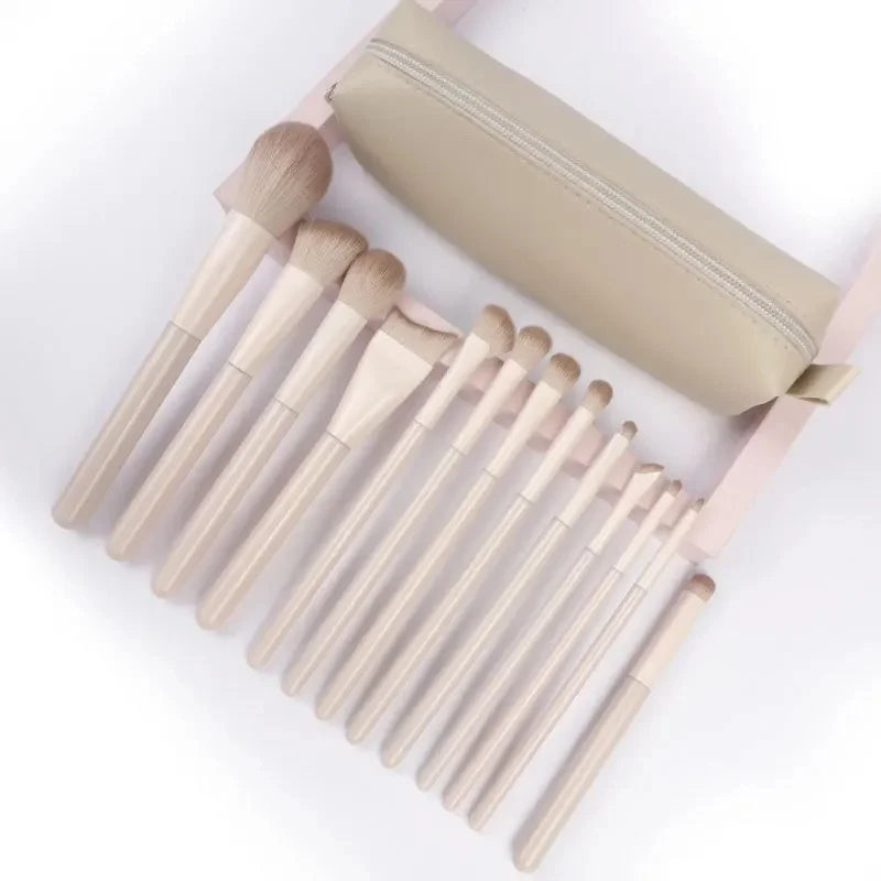 13-Piece Eco-Friendly Beginner Makeup Brush Set – Pink Makeup Brush Set Qme 13pcsPink