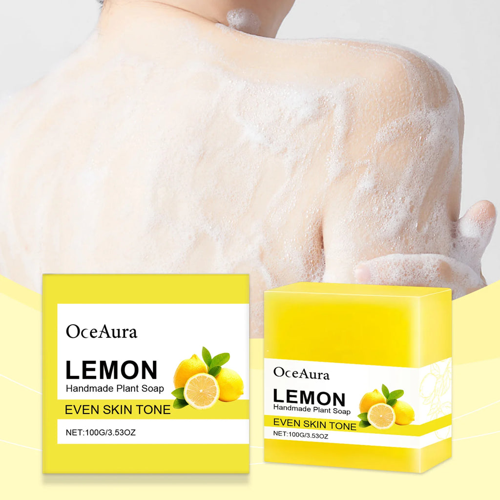OCEAURA Lemon Essential Oil Handmade Soap Bar 3.35 oz Handmade Soap Bar Qst