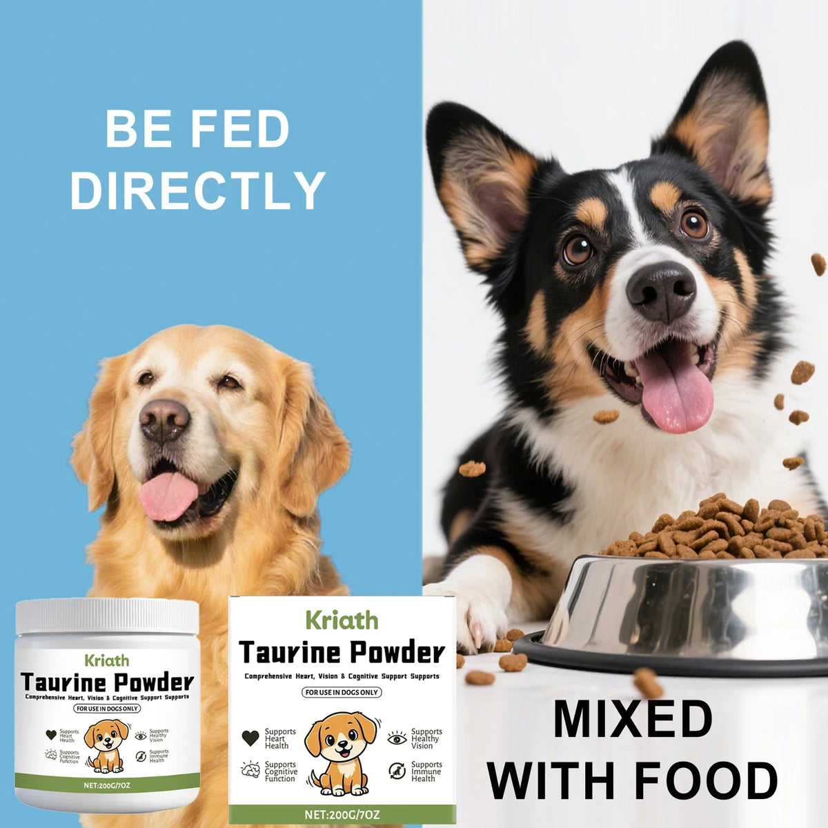 Pet Taurine Powder for Dogs – Heart & Vision Supplement 200g Dog Taurine Supplement Qme