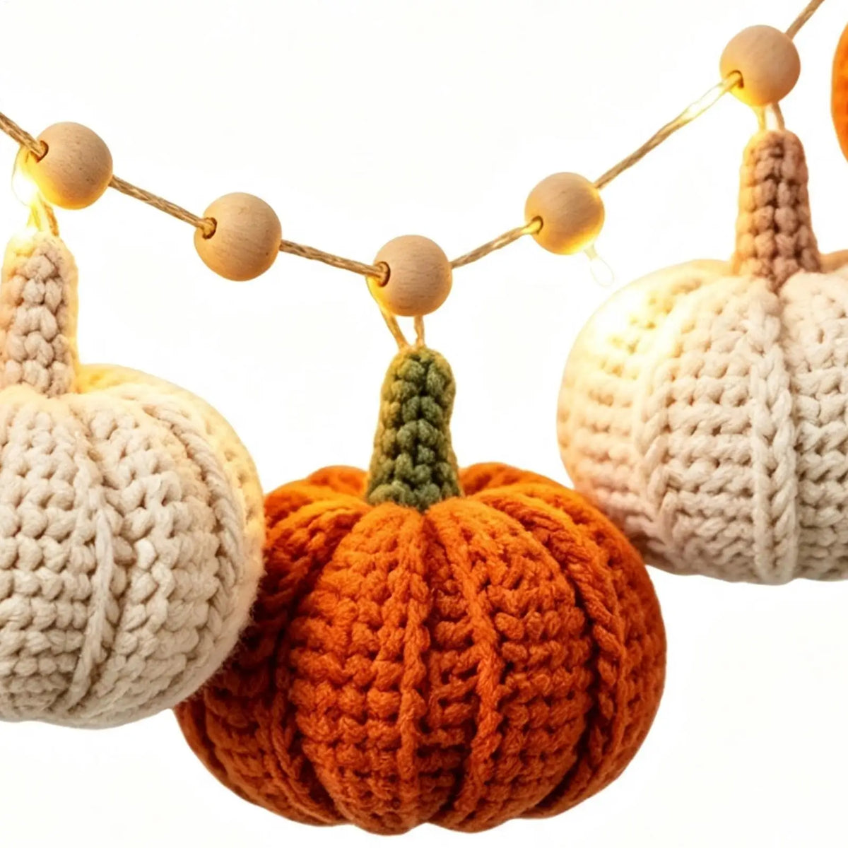 Halloween Crochet Autumn Wreath with Pumpkin String Lights Autumn Wreath Qme