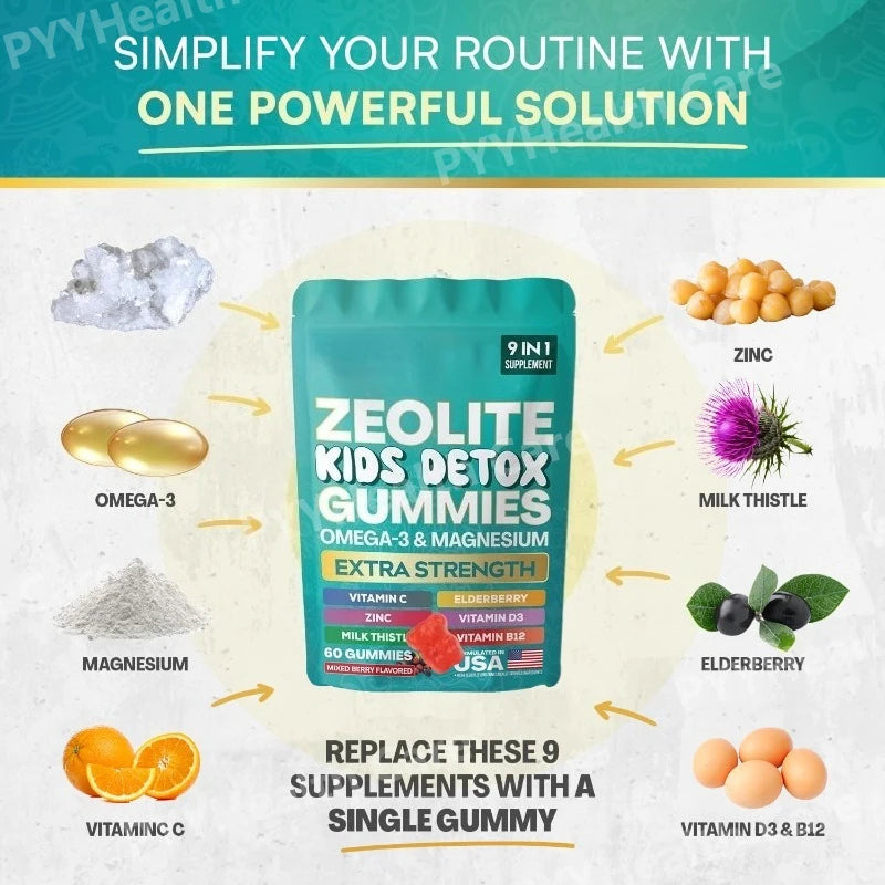 Zeolite Gummies 9-in-1 – Omega-3, Magnesium, Elderberry & More Wellness Gummies Qst