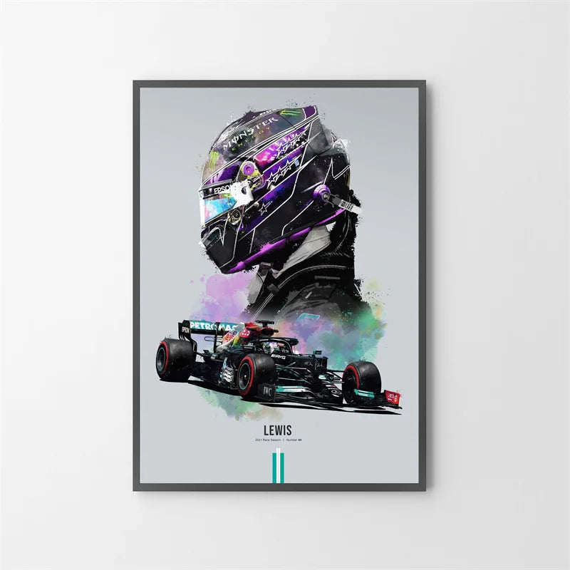 Watercolor F1 Racing Driver Helmet Canvas Print Wall Art Canvas Wall Art Qst 1 40x60cm Unframed