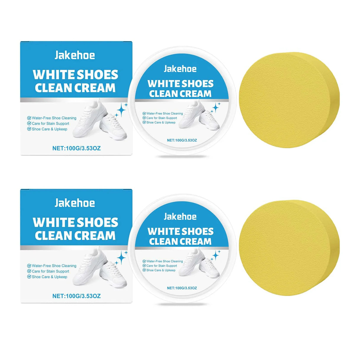 White Shoe Cleaning Cream – No-Rinse Stain & Odor Remover Shoe Cleaning Cream Qme 2 x 100g Boxed