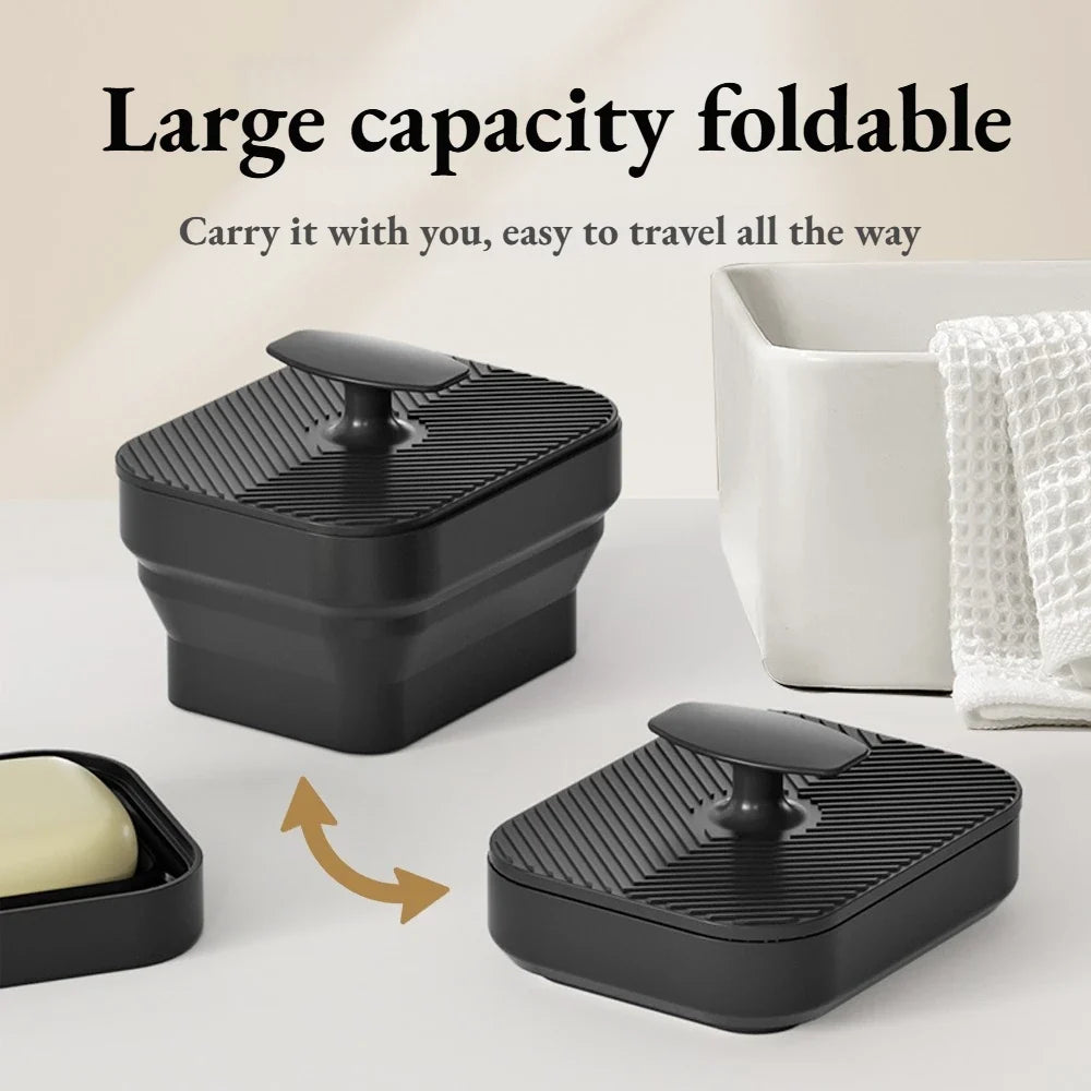Foldable Silicone Soap Box – Drainage Holes, Anti-Slip Soap Dish Qme