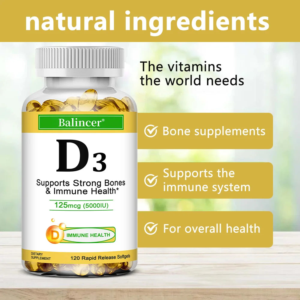 Vitamin D3 5000 IU – Gluten Free Non-GMO Bone & Immune Support Vitamin D Supplement Qst
