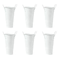 Small Galvanized Tin Flower Buckets with Handles – Set of 6 Decorative Tin Buckets Qme White One Size