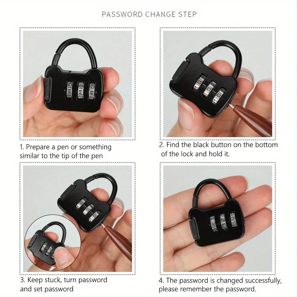 Mini Combination Padlock Set – Luggage, Locker & Bag Lock Combination Padlock Set Qme