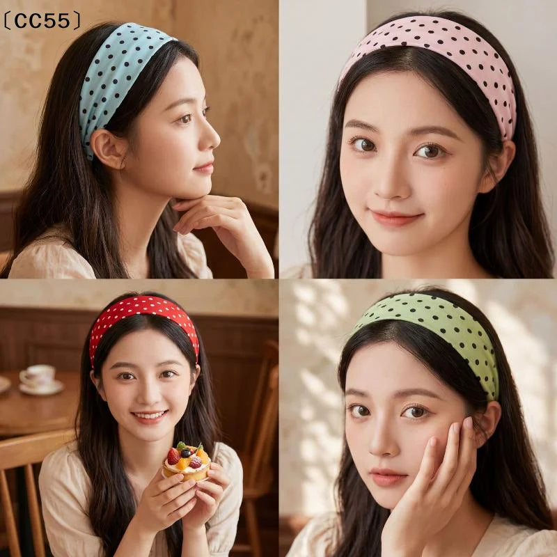 Boho Polka Dot Wide Stretch Headband – Women's Hair Accessory Wide Stretch Headband Qst