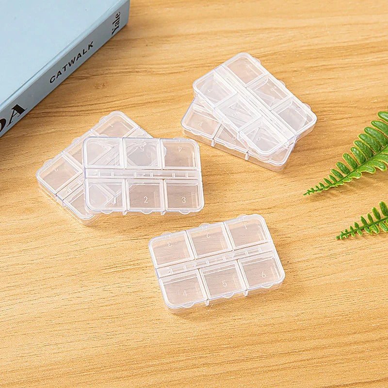 6-Grid Transparent Plastic Organizer Box | Craft & Jewelry Storage Plastic Storage Box Qme