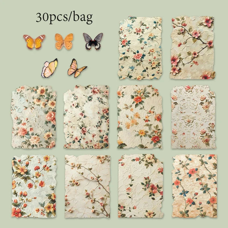 Vintage Distressed Floral Scrapbook Paper | Junk Journal Scrapbook Paper Qme A