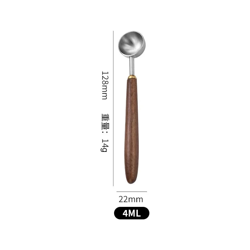 Wooden Handle Stainless Steel Coffee Scoop Measuring Spoon Coffee Measuring Spoon Qme S