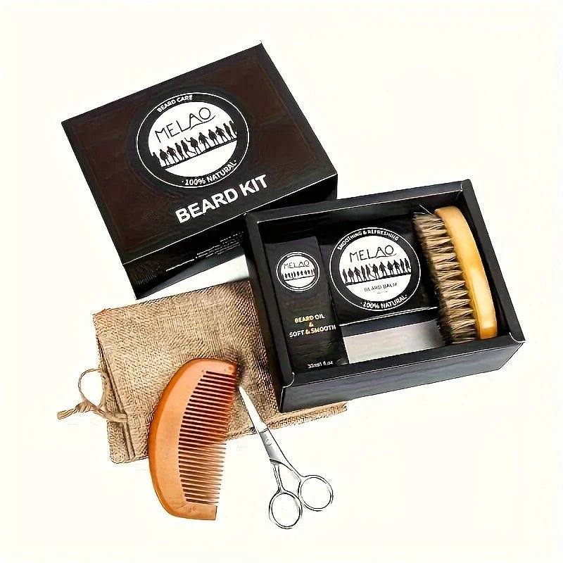 MELAO Beard Care Kit – Complete Men's Grooming Set Beard Grooming Kit Qme