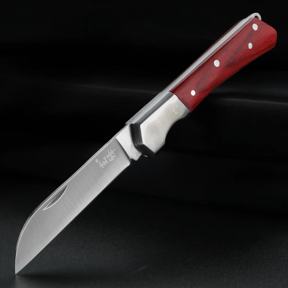 Redwood Handle Folding Pocket Knife – 7cr13 HRC62 Steel Folding Pocket Knife Qst 1 pcs