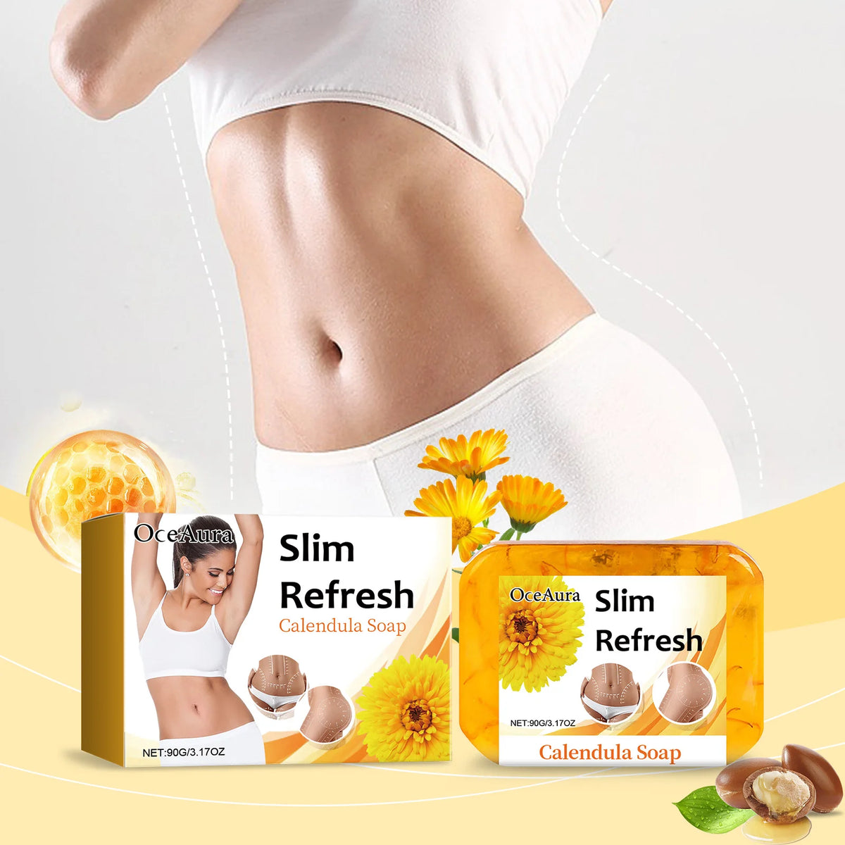 OCEAURA Calendula Soap Bar – Natural Face & Body Cleanser Natural Soap Bar Qst