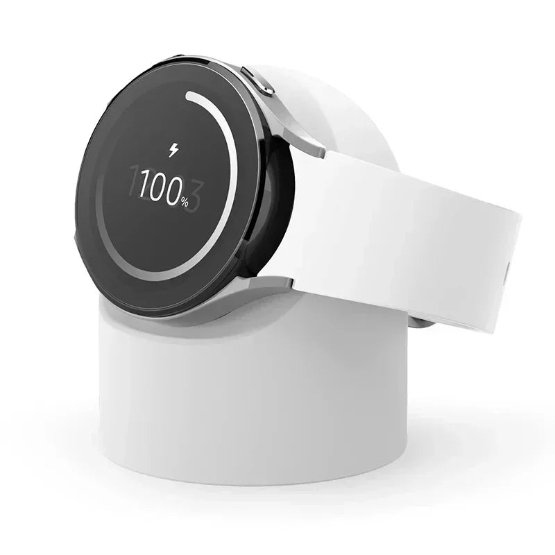 Samsung Galaxy Watch 7/6/5 Silicone Charger Stand Base Smartwatch Charger Stand Qme White