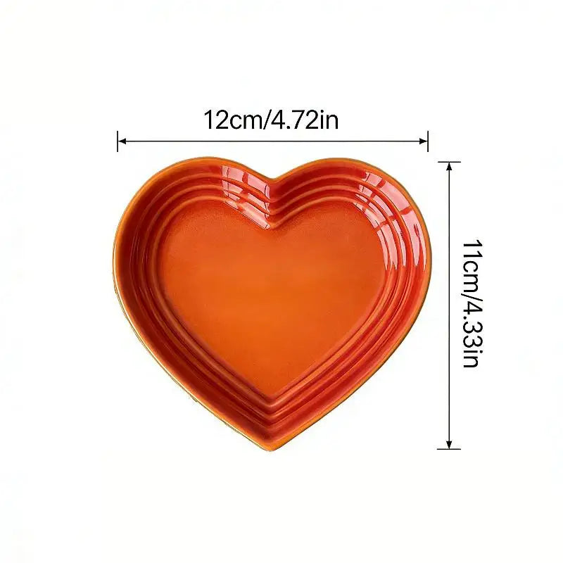 Heart-Shaped Ceramic Pet Bowl for Cats & Small Dogs – 12cm Ceramic Pet Bowl Qme