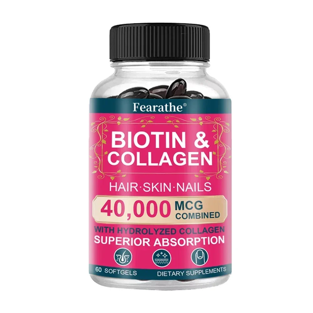 Biotin Collagen Hyaluronic Acid Keratin Hair Skin Nails – 120 Caps Hair & Beauty Supplement Qst 60 count-1 bottle