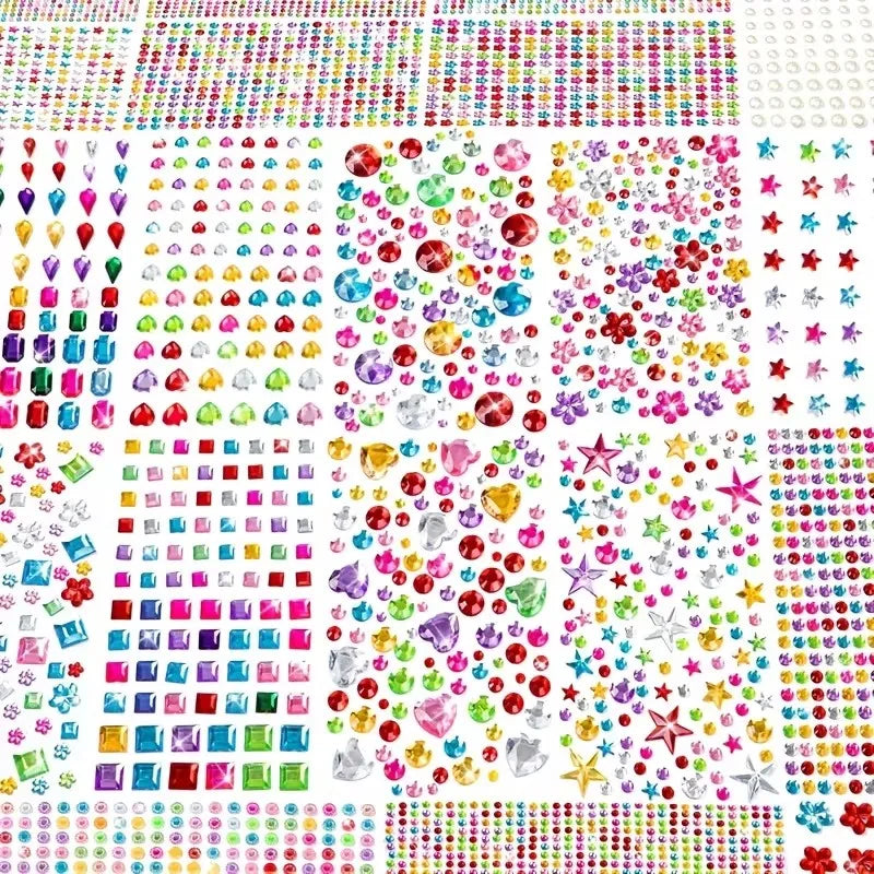 Self-Adhesive Rhinestone Stickers – Colorful Acrylic Gemstone DIY Rhinestone Craft Stickers Qme 13 pages of stickers
