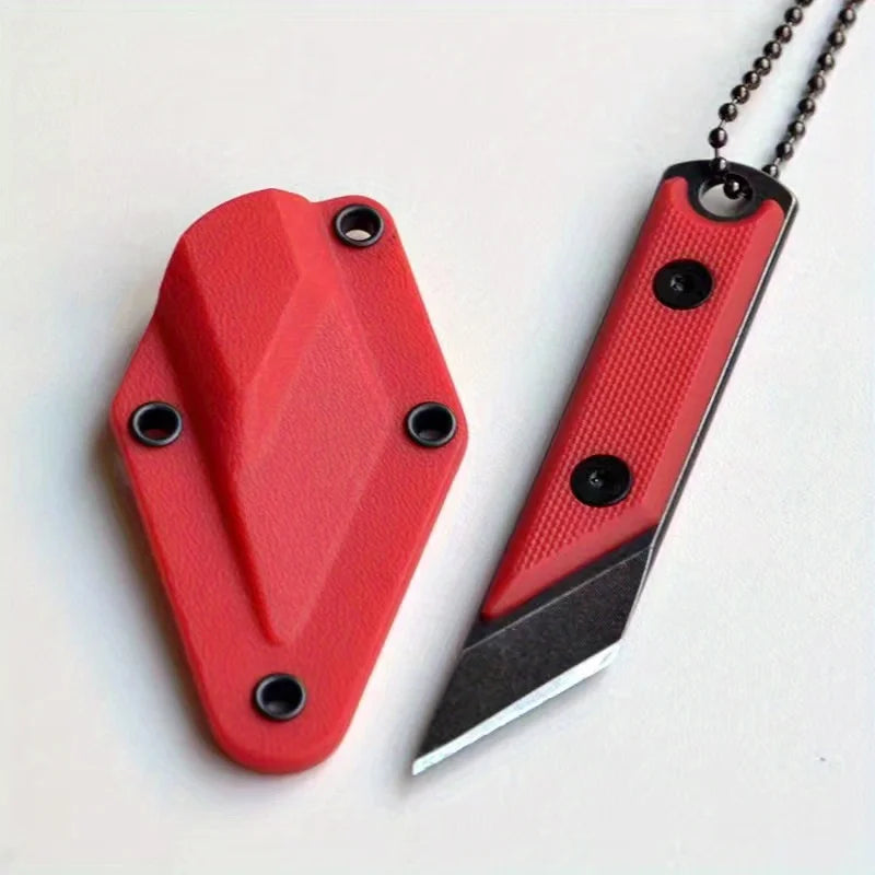 Mini Portable Straight Knife Key Necklace Pendant Cutter Mini Utility Knife Qst Red