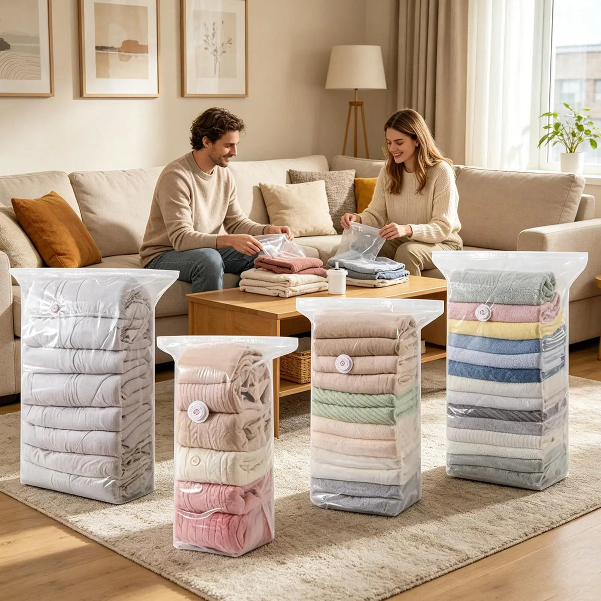 Vacuum Storage Bags No Pump | Reusable Clothing Space Saver Vacuum Storage Bags Qme