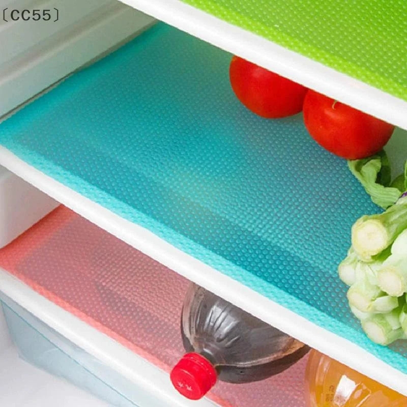 4PCS EVA Waterproof Fridge Liner Mats – Washable Kitchen Drawer Pads Refrigerator Liner Mat Qst
