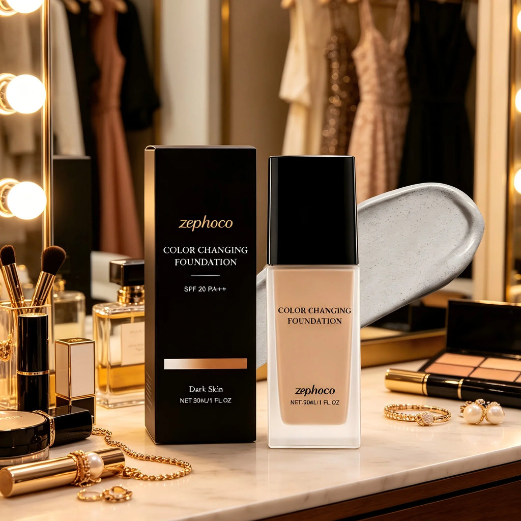 Zephoco Color-Changing Foundation SPF 20 | Full Coverage 30ml Liquid Foundation Qst