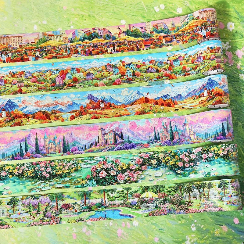 Wide European Town Scenery Washi Tape – Junk Journal Decorative Washi Tape Qme