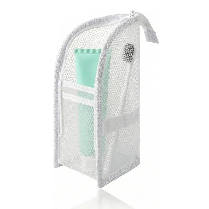 Standing Mesh Toiletry Bag – Waterproof EVA Travel Organizer Travel Toiletry Bag Qst white