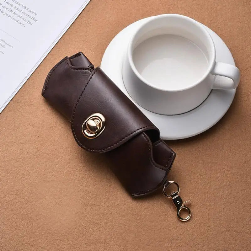 PU Leather Sunglasses Case – Portable Hanging Neck Glasses Bag Eyeglass Case Qst Brown