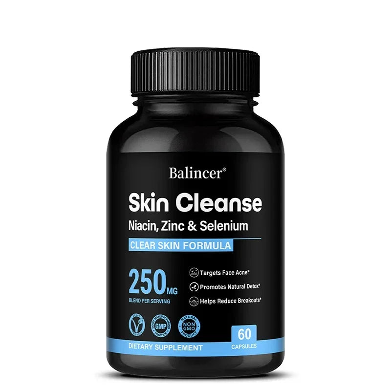 Skin Clearing Supplement – Niacin, Zinc & Selenium Capsules Skin Health Supplement Qst 60 count-1 bottle
