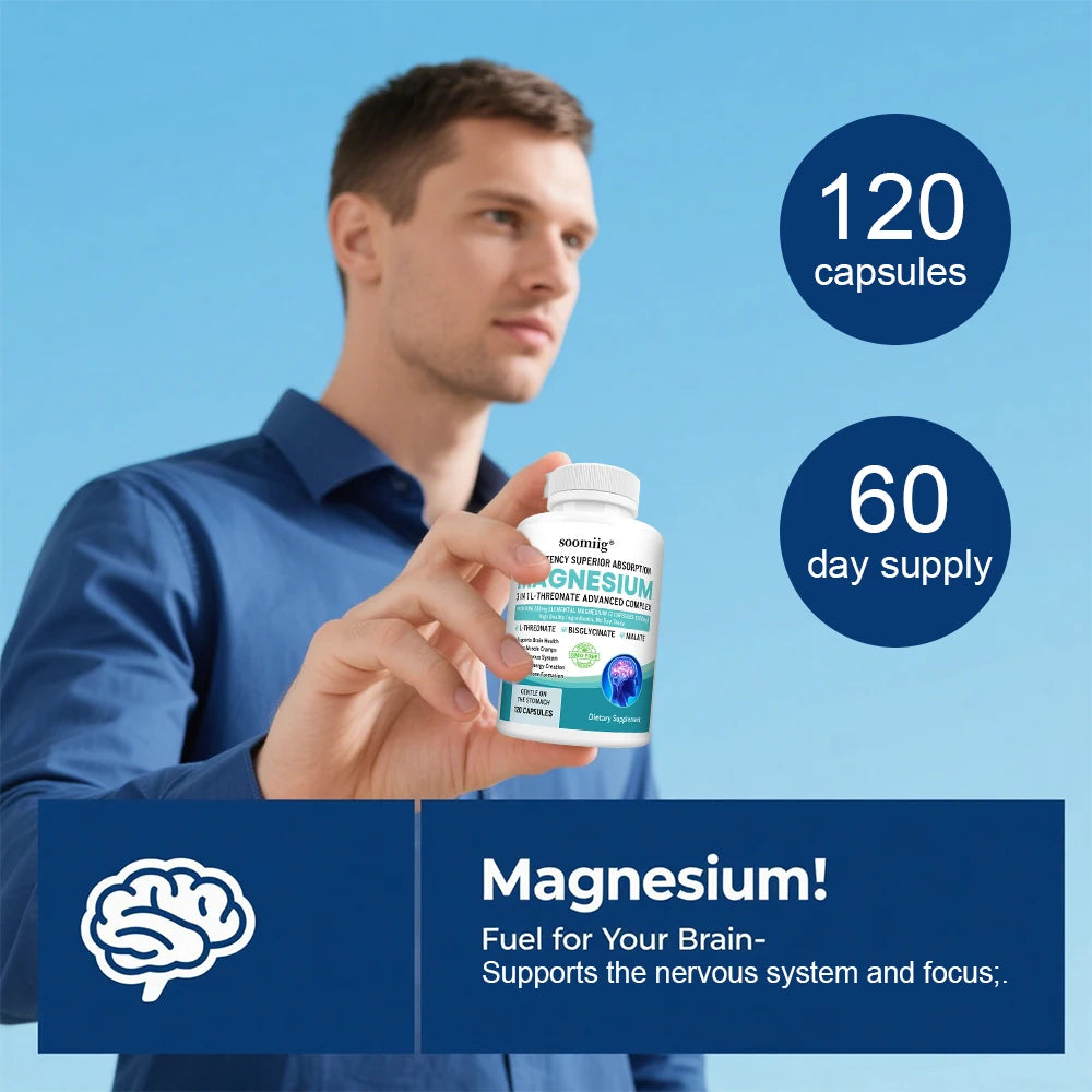 3-in-1 Magnesium L-Threonate, Glycinate & Malate Capsules Magnesium Supplement Qst