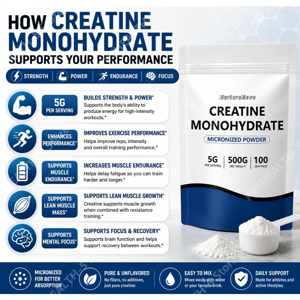Micronized Creatine Monohydrate Powder 500g – 100 Servings Creatine Supplement Qst
