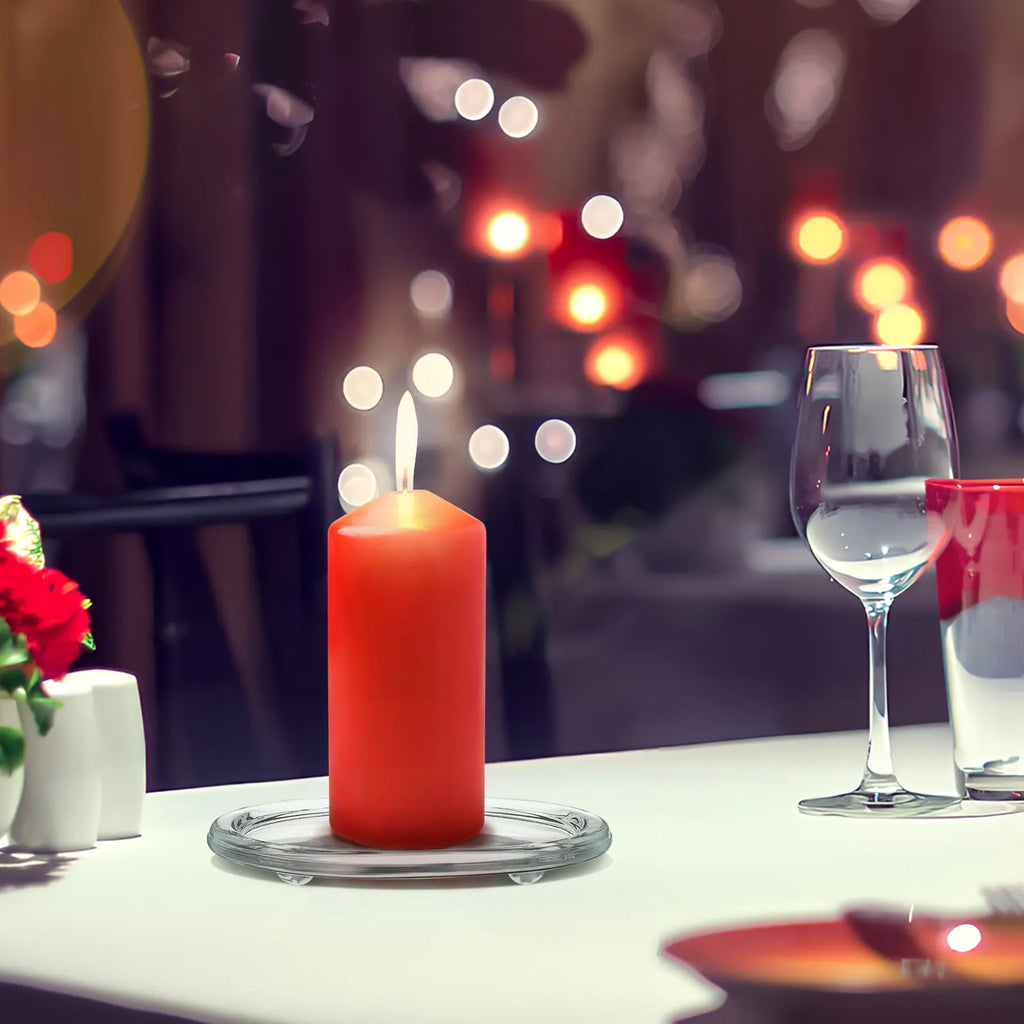 Round Glass Candle Holder Tray | Wedding & Dinner Party Décor Glass Decorative Tray Qme