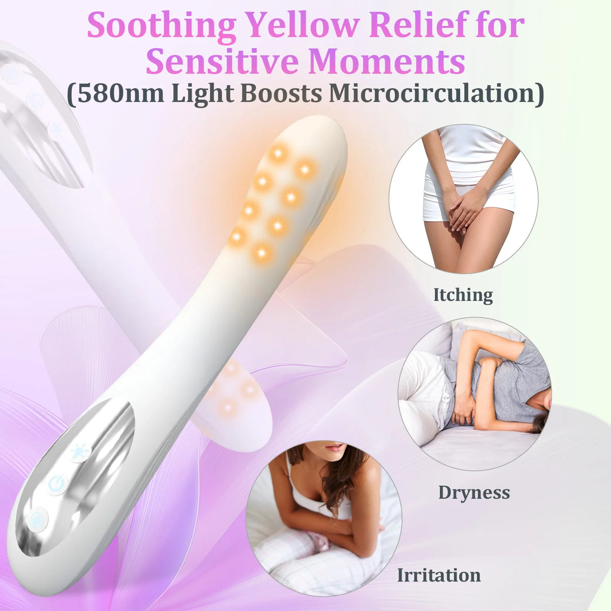 Women's LED Light Therapy Wand – Heat, 3 Colors & 8 Modes LED Wellness Wand Qst
