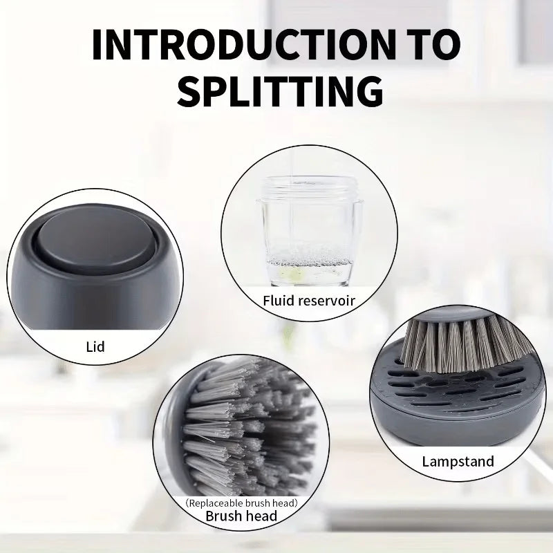 Dishwashing Brush with Soap Dispenser & Holder | Kitchen Scrub Dish Scrub Brush Qme