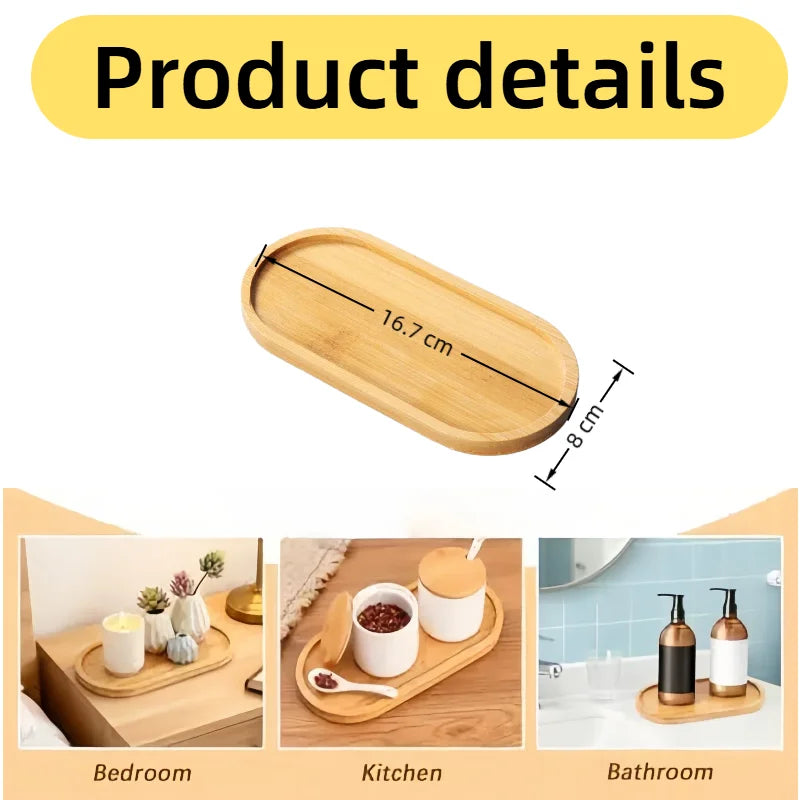 Eco-Friendly Bamboo Oval Tray Set | Non-Slip Wood Serving Trays Bamboo Serving Tray Set Qme Oval