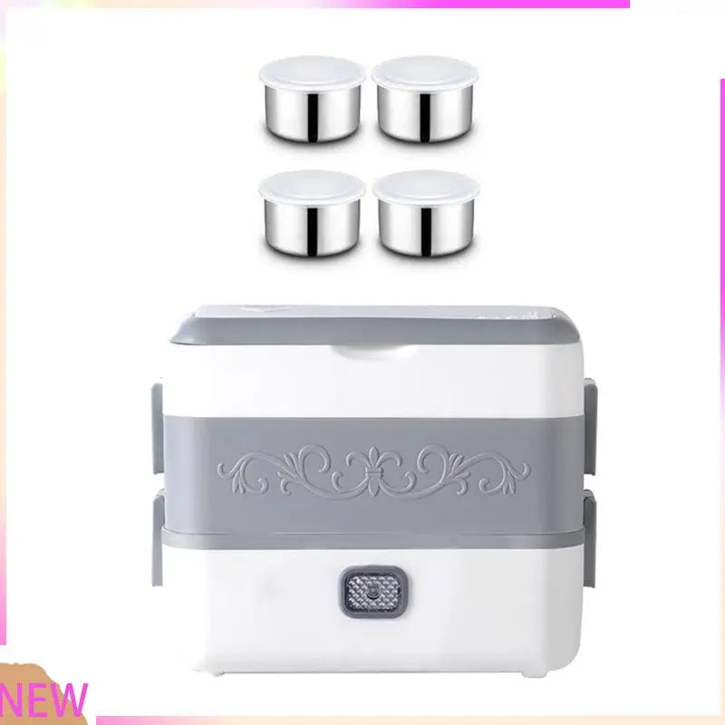 MiLESEEY B15C 2.4L Electric Lunch Box – 200W Portable Steamer Electric Lunch Box Qst Gray White