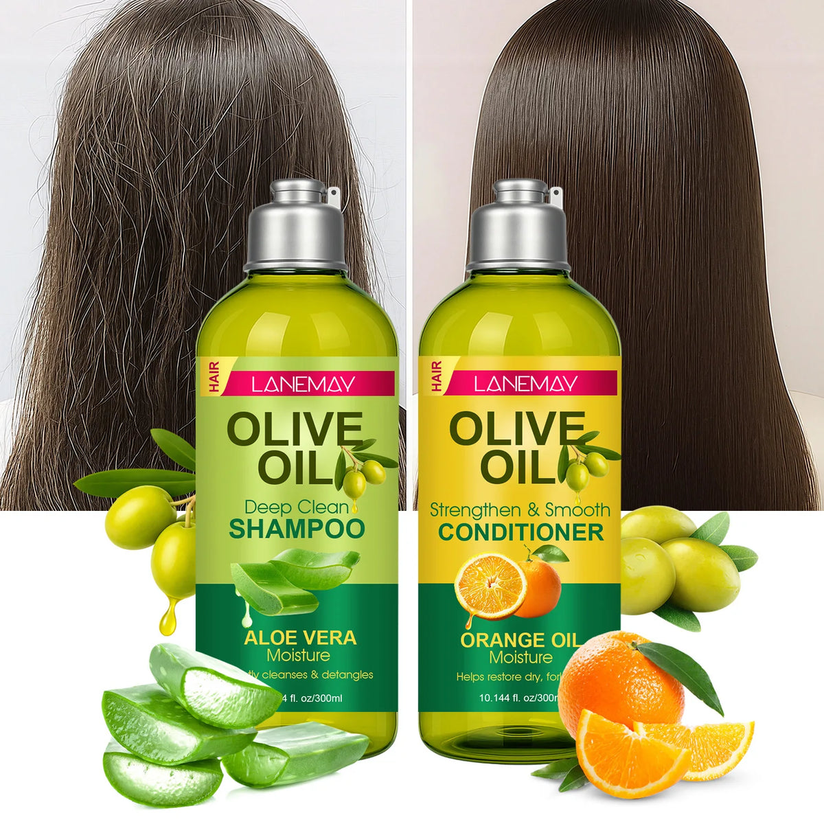 Olive Oil Shampoo & Conditioner Set | Aloe Vera 300ml Shampoo & Conditioner Set Qst
