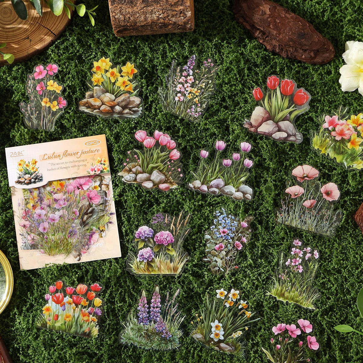 40 Vibrant Flower Plant DIY Stickers – Scrapbooking Labels DIY Craft Stickers Qme