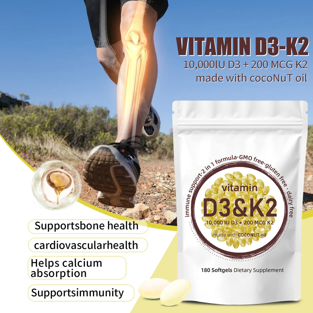 Vitamin D3 & K2 Supplement – 180 Softgels | Non-GMO Vitamin Supplement Qst