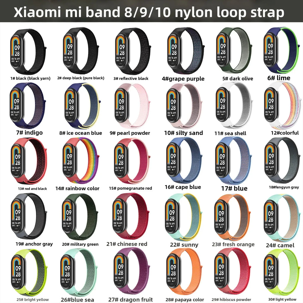 Nylon Loop Watch Strap for Xiaomi Mi Band – 30 Colors Watch Band Qme
