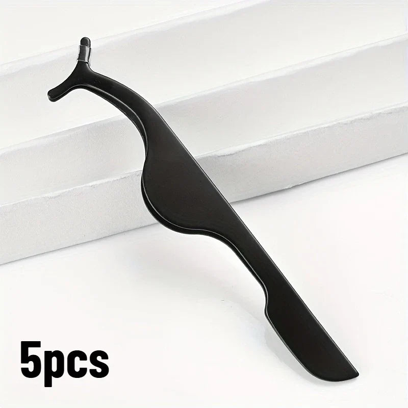 5-Piece Lipstick Applicator & Eyelash Forceps Curler Set Makeup Tool Set Qme Black