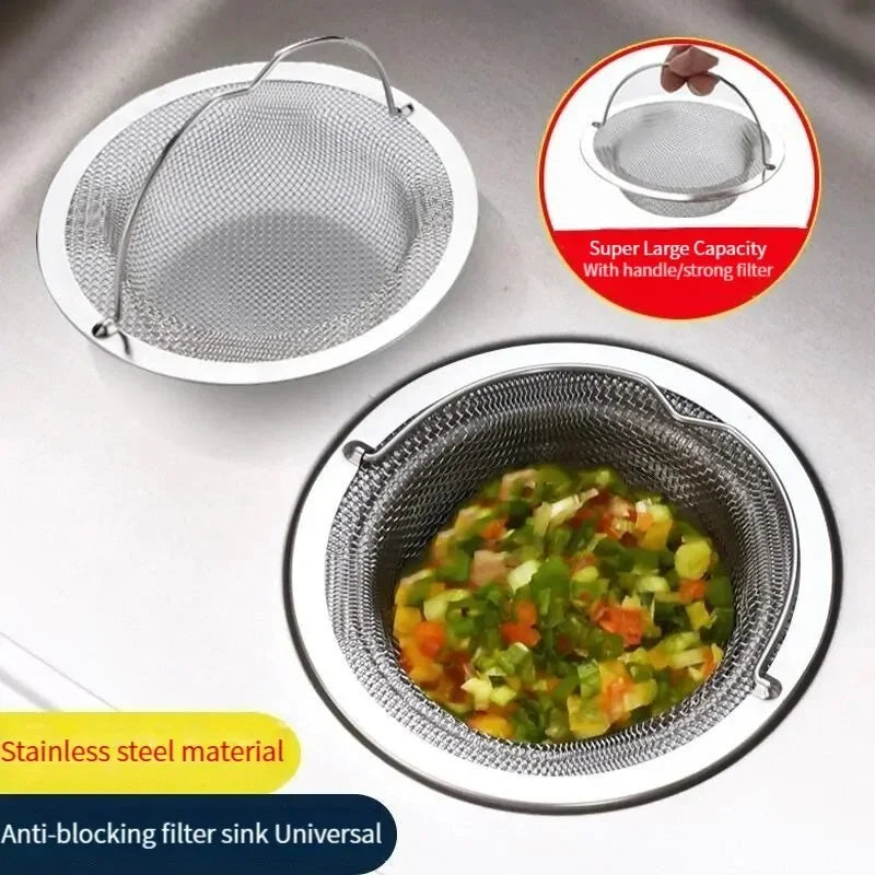 Stainless Steel Sink Strainer with Handle | Kitchen Drain Filter Sink Drain Strainer Qme
