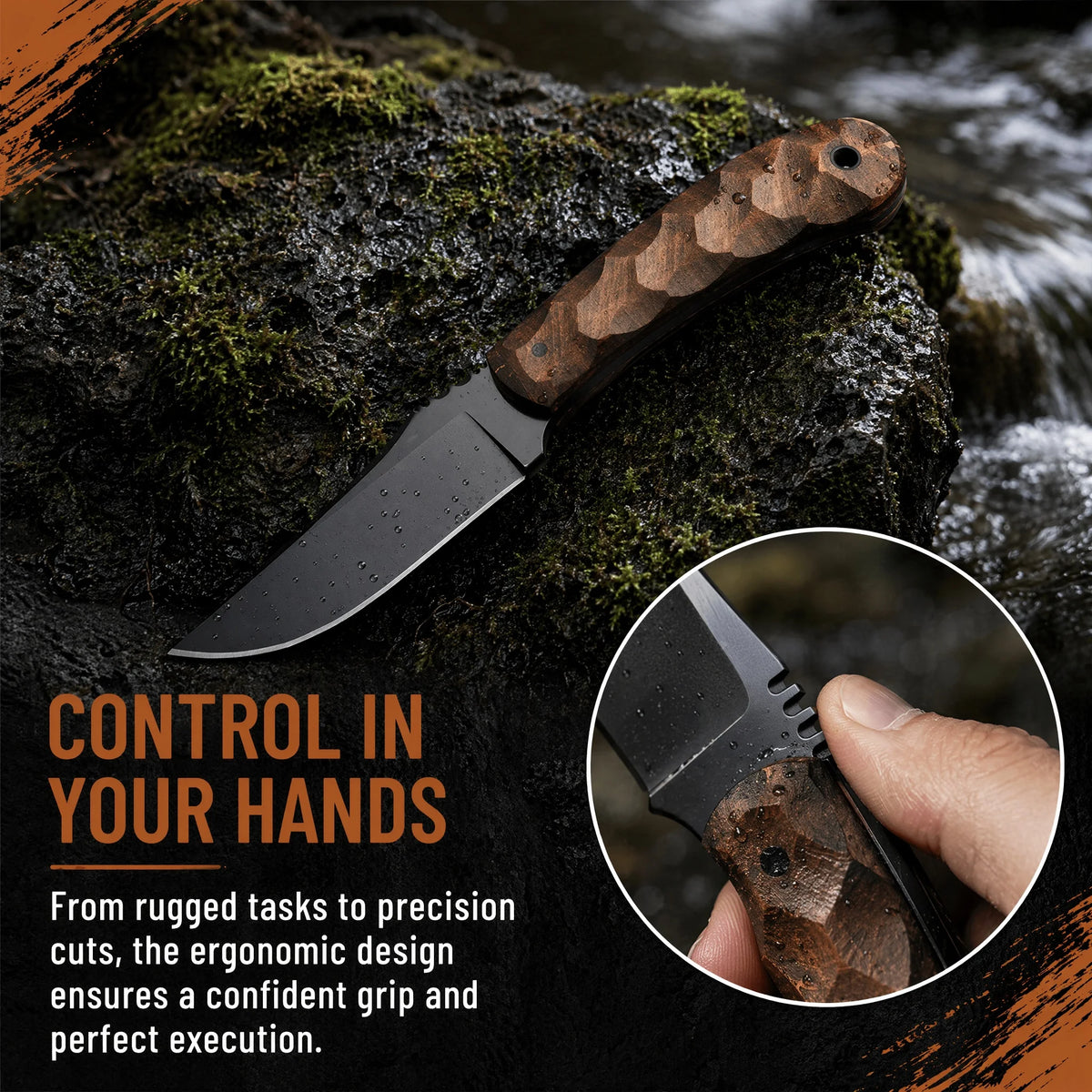 Multifunctional Outdoor Knife – Steel Blade & Wood Handle Outdoor Multi Knife Qst