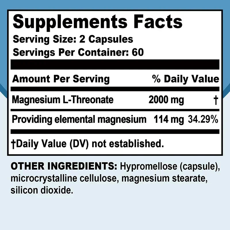 Magnesium L-Threonate – Focus, Memory & Nerve Support Capsules Magnesium Supplement Qst