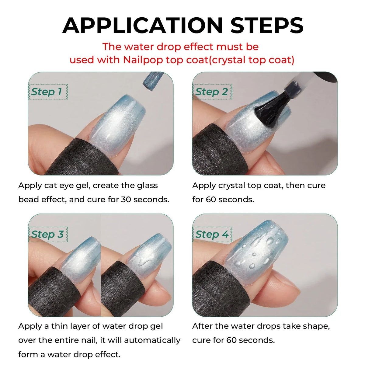 Nailpop 3D Water Drop No-Wipe Gel Top Coat 15ml – Fast Cure Gel Nail Top Coat Qme