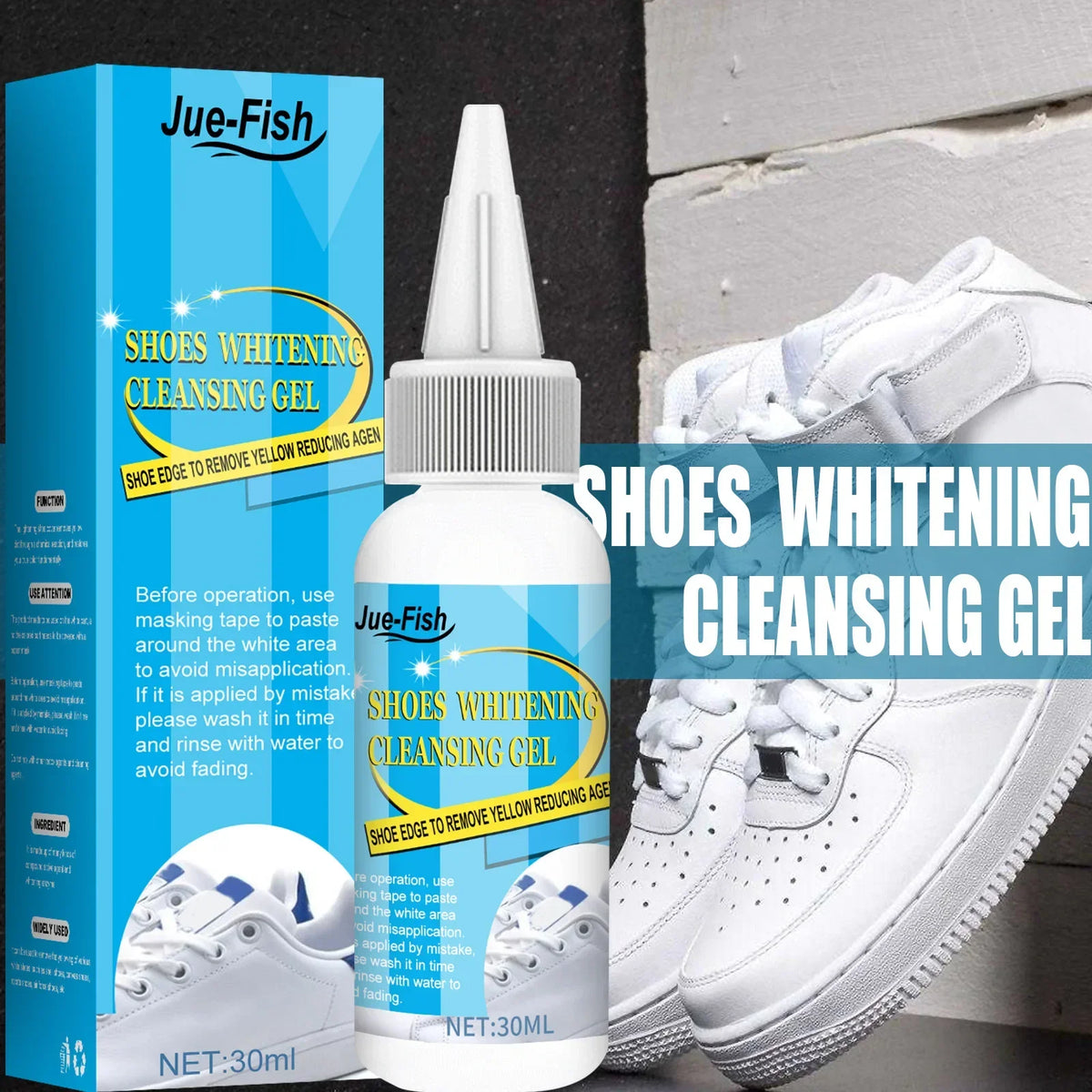 Jue-Fish 30ml White Shoe Cleaning Gel – Sneaker Whitening Kit Shoe Cleaning Gel Qst