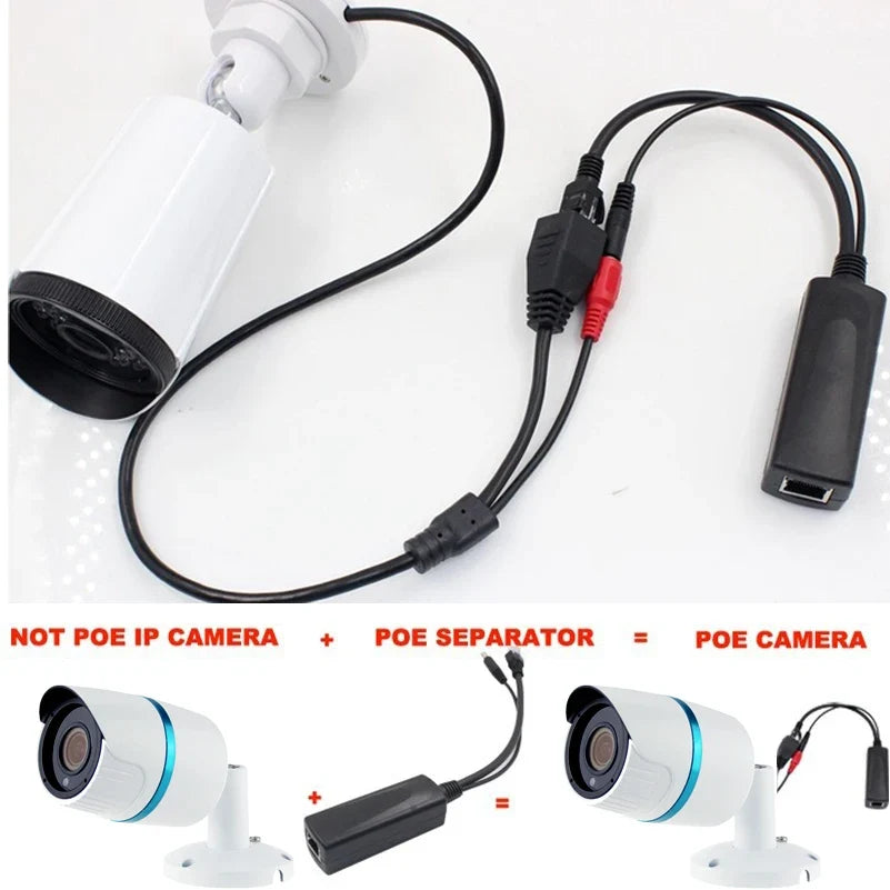 48V to 12V PoE Splitter 15W Anti-Interference Adapter Cable PoE Splitter Adapter Qme