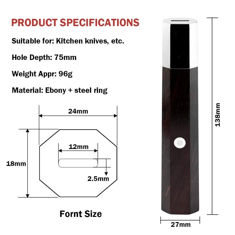 XITUO Octagonal Wood Knife Handle – DIY Japanese Kitchen Knife Knife Handle Blank Qst DB-251203A